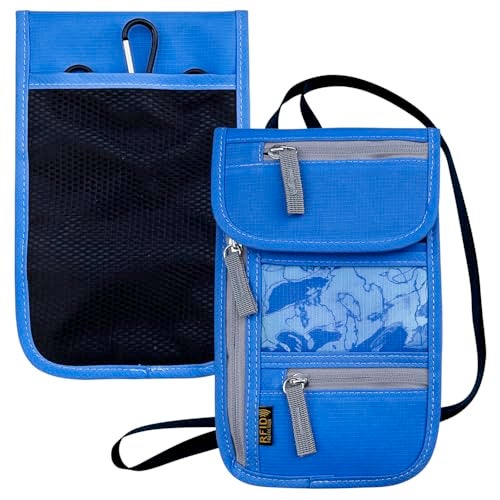 Jonyee Travel Neck Wallet, RFID Blocking Passport Holder with Adjustable Neck Strap for Men and Women to Keep Cash, Credit Cards and Travel Documents Safe - Navy Blue - Image 1