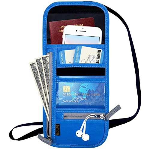 Jonyee Travel Neck Wallet, RFID Blocking Passport Holder with Adjustable Neck Strap for Men and Women to Keep Cash, Credit Cards and Travel Documents Safe - Navy Blue - Image 5