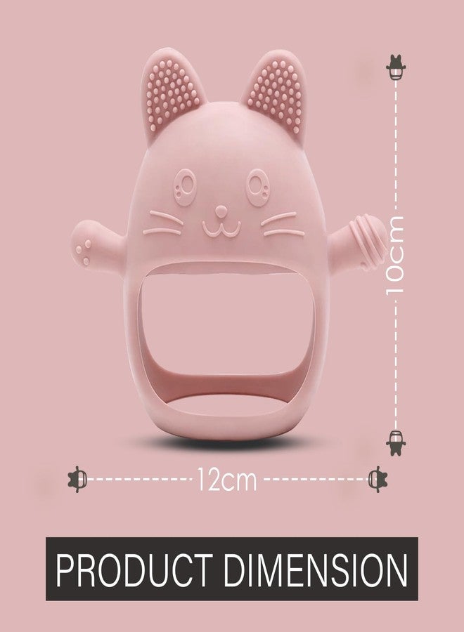 Lyrovo Baby Teething Toy Silicone Teething Mitten for Babies Over 3 Months Anti Dropping Wrist Hand Teethers Baby Chew Toys for Sucking Needs, BPA Free (1, Pink) - Image 4