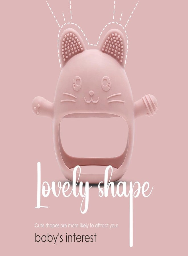 Lyrovo Baby Teething Toy Silicone Teething Mitten for Babies Over 3 Months Anti Dropping Wrist Hand Teethers Baby Chew Toys for Sucking Needs, BPA Free (1, Pink) - Image 5