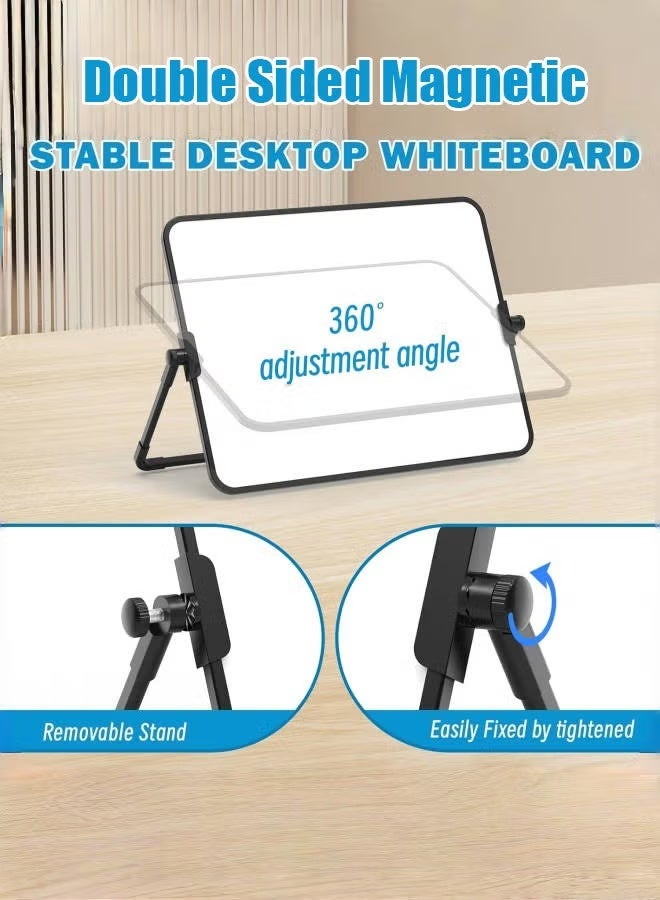 DELGREEN Double Sided Magnetic Desktop Whiteboard  Dry Erase Small White Board with Stand A3 Mini Whiteboard with Stand Desk Stable Meeting Notebook for Noting Working Memo School Home Business Office 11.81*16.54in(30x42cm) - Image 3