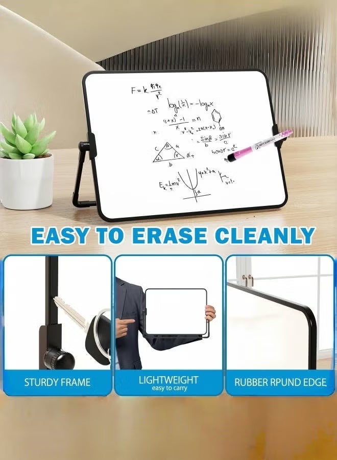 DELGREEN Double Sided Magnetic Desktop Whiteboard  Dry Erase Small White Board with Stand A3 Mini Whiteboard with Stand Desk Stable Meeting Notebook for Noting Working Memo School Home Business Office 11.81*16.54in(30x42cm) - Image 4