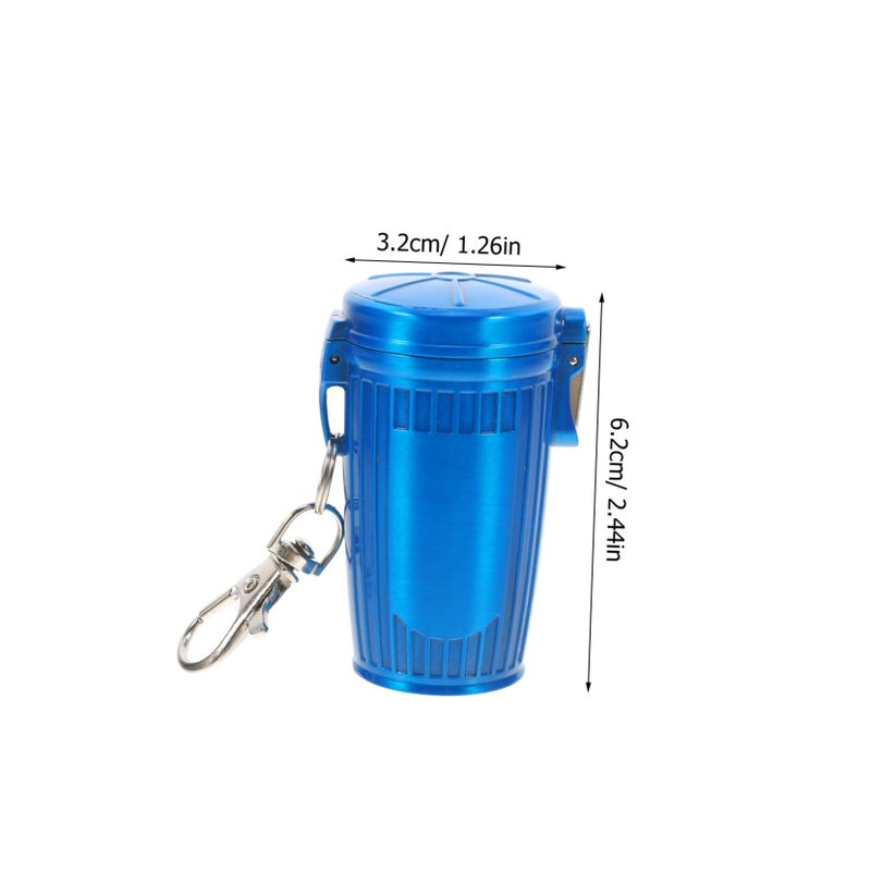 Retro Mini Portable Smokeless Ashtray Lid Windproof Keychain For Outdoor Car Travel Pink - Image 3