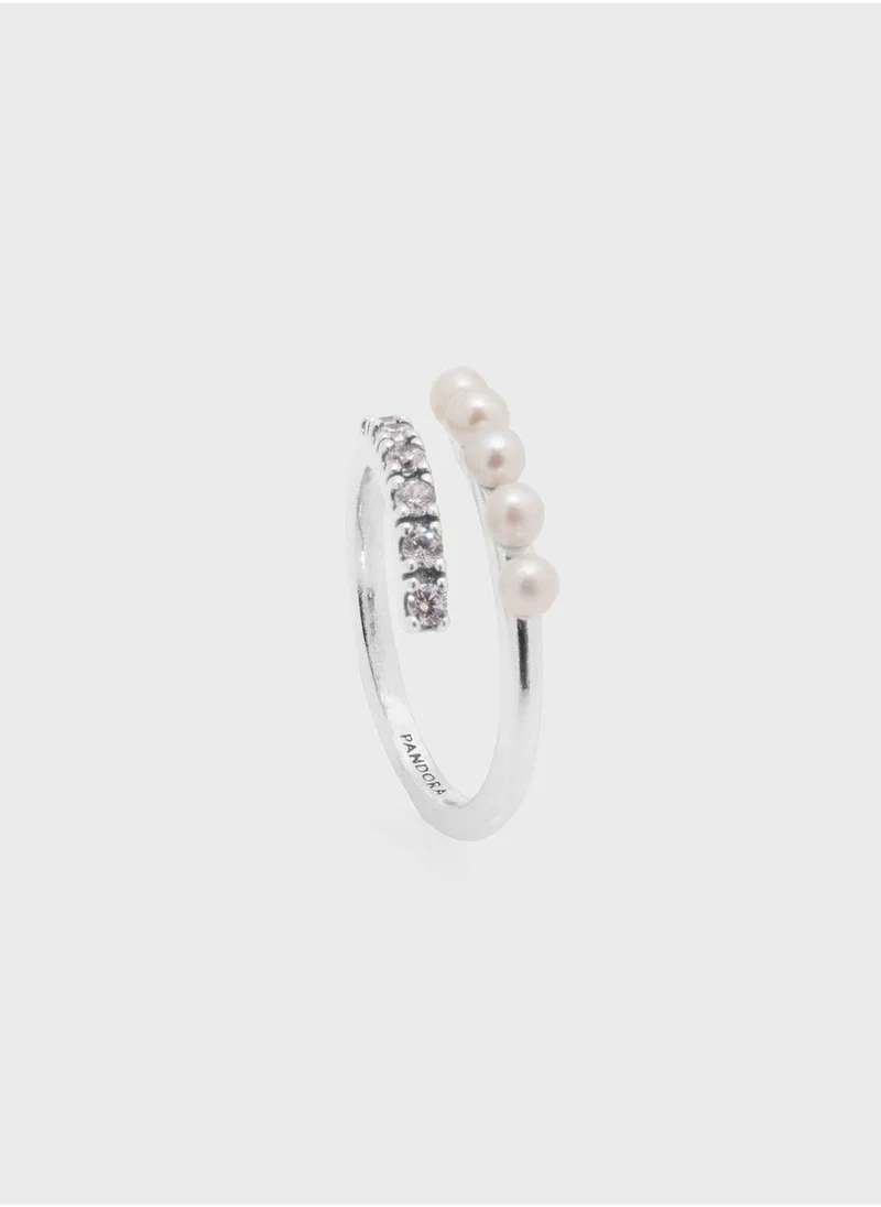 باندورا Treated Freshwater Cultured Pearls & Pav├⌐ Open Ring