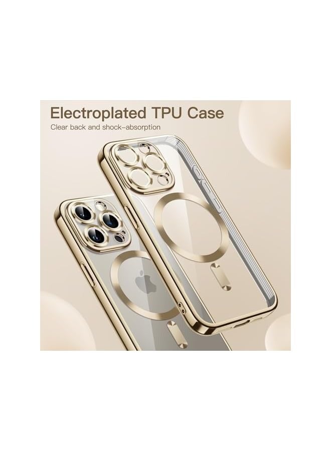 Jetech Soft Clear Case for iPhone 15 Pro 6.1-Inch, Camera Lens Full Protection, Compatible with MagSafe Wireless Charging, Shockproof Electroplated TPU Phone Cover (Gold) - Image 3