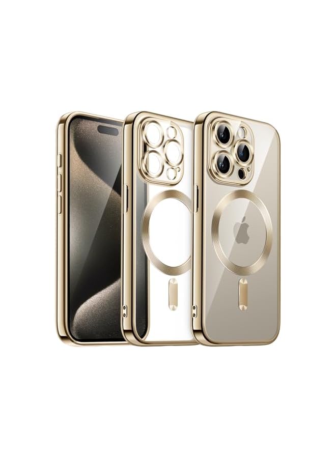 Jetech Soft Clear Case for iPhone 15 Pro 6.1-Inch, Camera Lens Full Protection, Compatible with MagSafe Wireless Charging, Shockproof Electroplated TPU Phone Cover (Gold) - Image 1