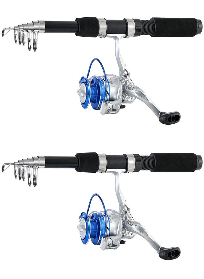 Tripquips Fishing Pole Combo, 6.9ft 2Pcs Telescopic Rods Set, Collapsible Carbon Fiber Fishing Rods, 2PCS Spinning Reel Set with Carrier Bag Freshwater Fishing Rod and Reel Combos Kits(2 Blue Combos) - Image 2