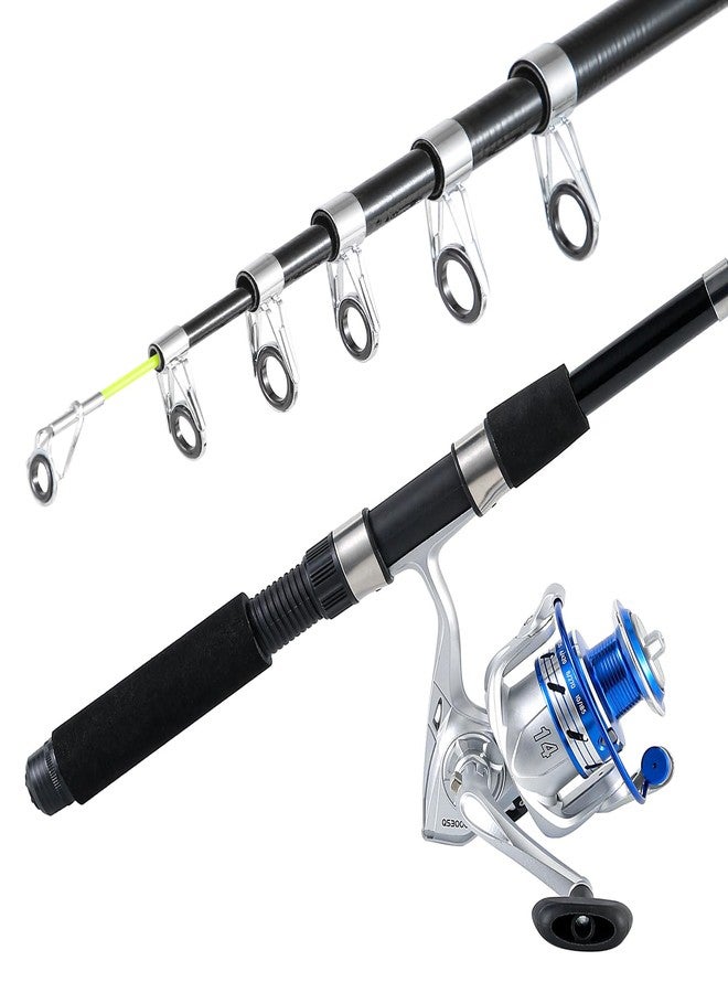 Tripquips Fishing Pole Combo, 6.9ft 2Pcs Telescopic Rods Set, Collapsible Carbon Fiber Fishing Rods, 2PCS Spinning Reel Set with Carrier Bag Freshwater Fishing Rod and Reel Combos Kits(2 Blue Combos) - Image 3