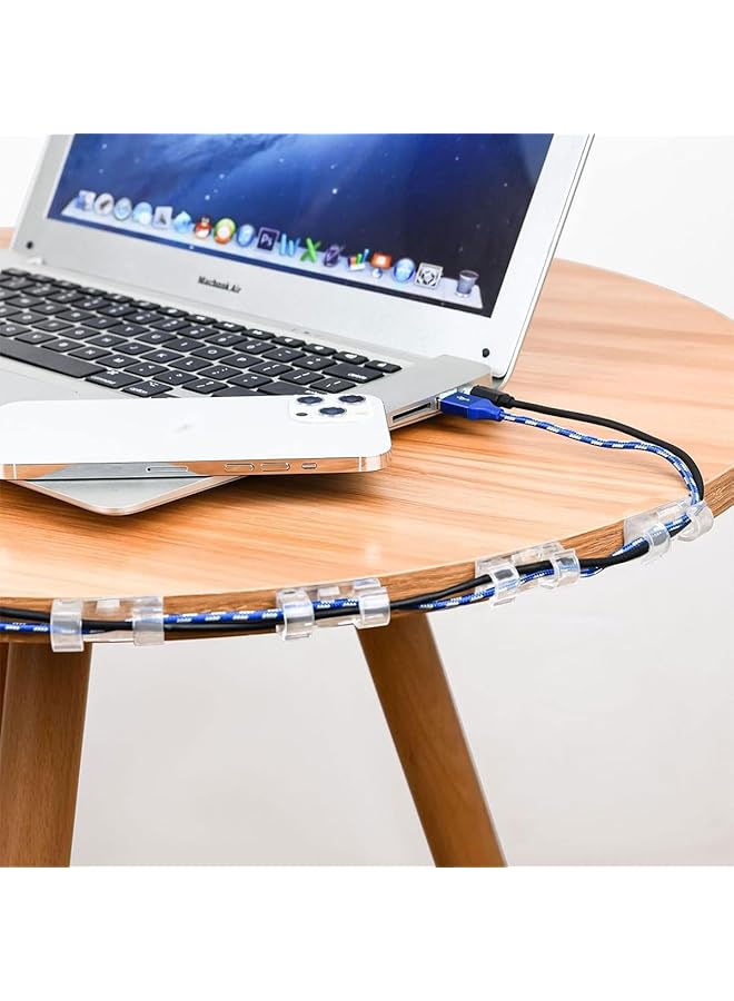 erorex 40Pcs Cable Clips Strong Self Adhesive Cable Management Clips Transparent Cord Holder Wire Clamp Cord Organizer For 6 8Mm Cables Indoor Outdoor - Image 3