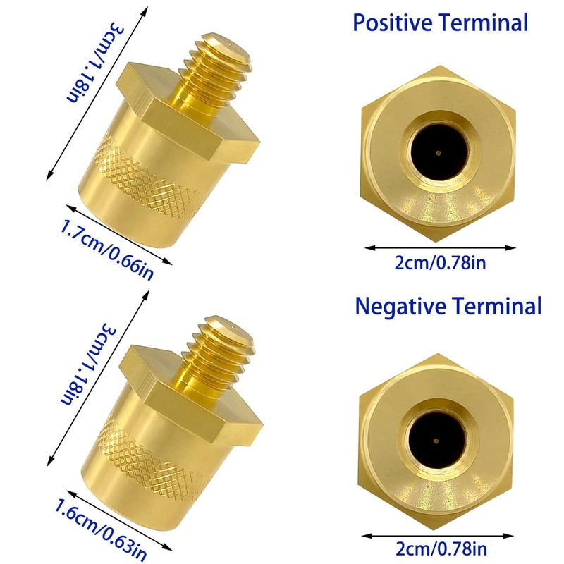 YSIL Battery Terminal Connector,Battery Side Or Top Post Terminal Adapter For M6,Brass Car Battery Thread Terminal Charging Post Extender Stud (4PCS) - Image 3