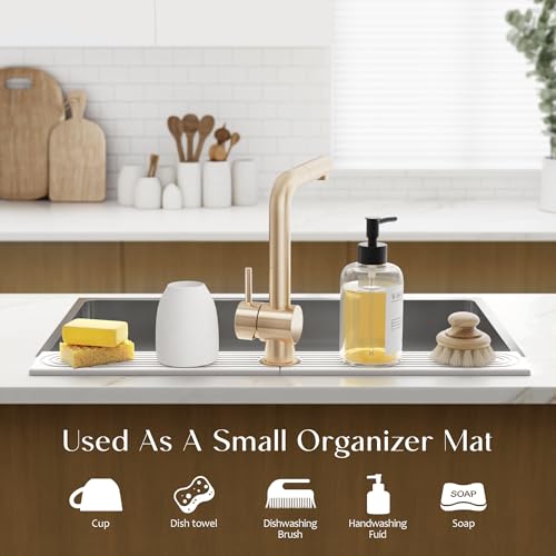 eormoe 30 Inch Faucet Mat for Kitchen Sink - Instant Dry Sink Protector for Countertop, Extra-Long Diatomaceous Earth Stone Sink Tray Around Faucet for Kitchen Bathroom RVs (Light Grey, 30" x 3.9") - Image 5