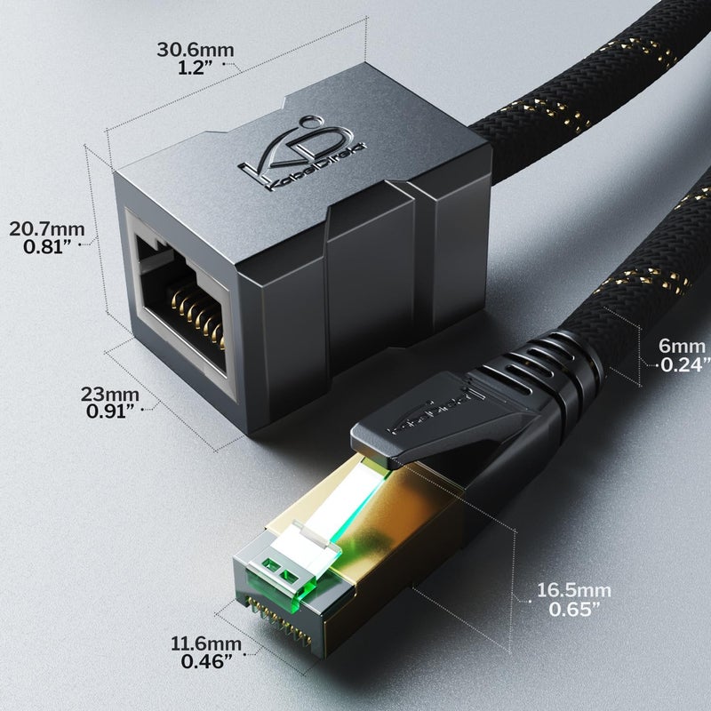 كيبل دايركت كابل تمديد إيثرنت 1م CAT 7 - من ذكر إلى أنثى - 10 جيجابت/ثانية - تظليف SF/FTP - مضفر - متوافق مع أجهزة الكمبيوتر، وأجهزة الكمبيوتر المحمولة، وأجهزة ألعاب الفيديو، والموجهات، والمودمات، والمحولات، والمحاور، ومقابس الشبكة - Image 5