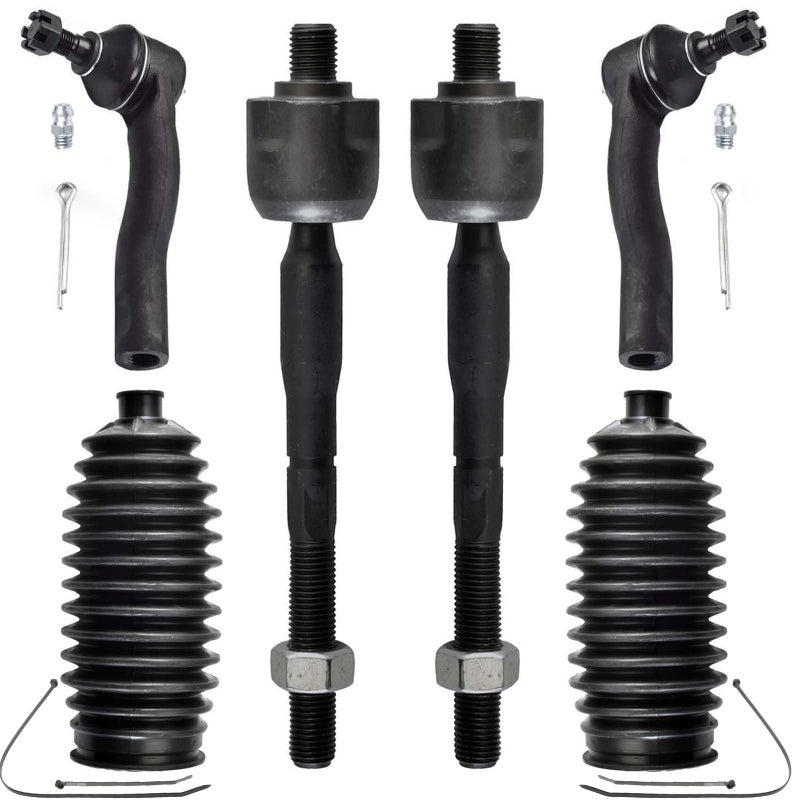 ASTARPRO Front 6pc Tie Rods Kit Replacement for 1012 Ford Fusion Mercury Milan 1112 Lincoln MKZ 4 Inner Outer Tie Rods 2 Boots 2010 2011 2012
