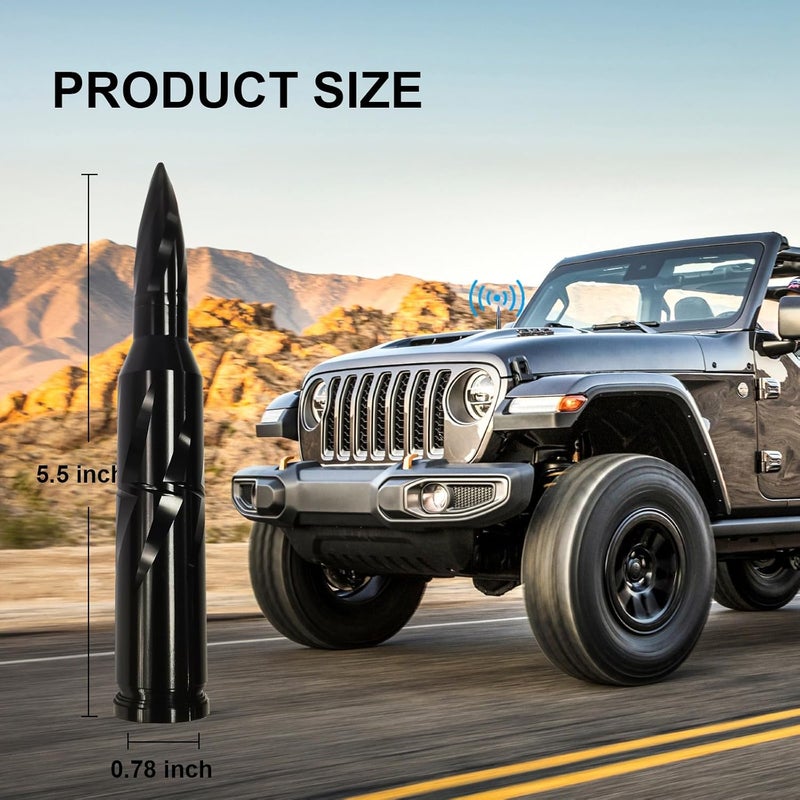 Seprochoo Car Truck Bullet Antenna 50 Cal Bullet Antenna Truck Accessories Universal Replacement for GMC Sierra 1500 Chevy Dodge Ram Silverado 1500 2500 3500 Ford F150 F250 F350 Spiral Pattern (Black, 5.5inch) Cross part assemble fit - Image 2