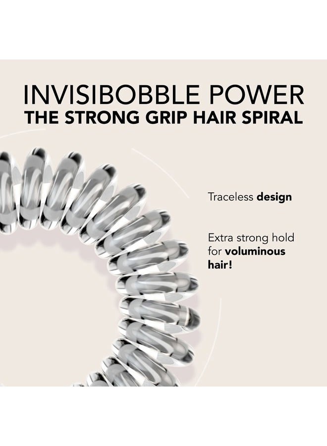 invisibobble Power Traceless Spiral Hair Ties - 5 Pack - Crystal Clear - Strong Elastic Grip Coil Hair Accessories for Active Women - No Kink, Non Soaking - Gentle for Girls Teens and Thick Hair - Image 2