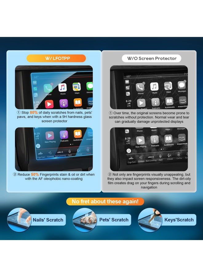 LFOTPP For Ram 1500 Screen Protector 8.4 Inch 2013-2025, for 2014-2024 Jeep Grand Cherokee /2018-2023 Wrangler JL /2020-2023 Gladiator JT /2017-2025 Compass MP/2016-2020 Chrysler Pacifica/11-23 Chrysler 300 - Image 3