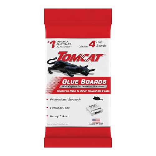 Tomcat Glue Boards with Immediate Grip Glue for Mice, Cockroaches, and Insects, Use Flat or Covered, Ready-To-Use, 4 Traps - Image 1