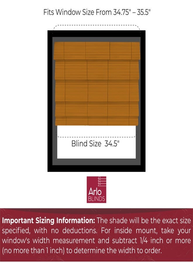 ARLO BLINDS Bamboo Roman Shades, Tuscan, 34.5" W x 74" H,Cordless Light Filtering/Sheer Window Blinds. - Image 2