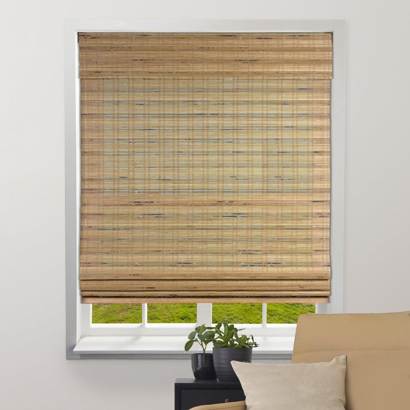 ARLO BLINDS Bamboo Roman Shades, Tuscan, 34.5" W x 74" H,Cordless Light Filtering/Sheer Window Blinds. - Image 1
