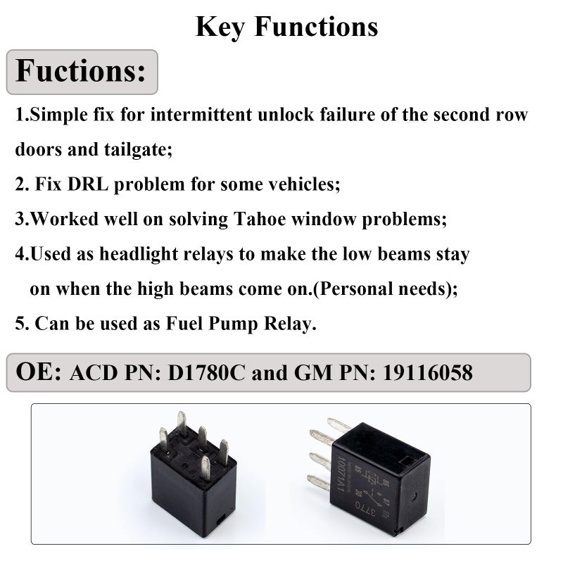 HOPUT 2pcs G8V-RH-1C7T-R-DC12 - Power Relay, 12vdc 278002822 7866 D1780C 301-1C-C-R1-U01 GM Original Equipment Black Multi-Purpose Relay Fuel Pump Relay - Image 2