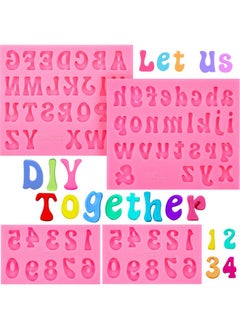 Patelai 4 Pcs Letter Molds For Chocolate Numbers Molds Silicone Fondant Heart Mold Lowercase Uppercase 09 Number Handmade Soap Moulds For Cake/Cupcake Topper Cookies(Pink 0.7 Inch)  - Image 1