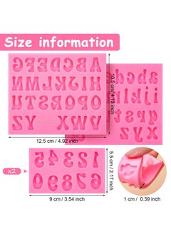 Patelai 4 Pcs Letter Molds For Chocolate Numbers Molds Silicone Fondant Heart Mold Lowercase Uppercase 09 Number Handmade Soap Moulds For Cake/Cupcake Topper Cookies(Pink 0.7 Inch)  - Image 2