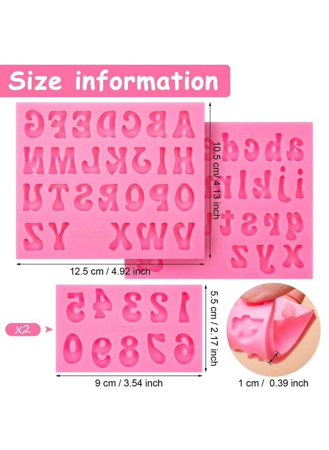 Patelai - 4 Pcs Letter Molds For Chocolate Numbers Molds Silicone Fondant Heart Mold Lowercase Uppercase 09 Number Handmade Soap Moulds For Cake/Cupcake Topper Cookies(Pink 0.7 Inch) - Image 1