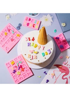 Patelai 4 Pcs Letter Molds For Chocolate Numbers Molds Silicone Fondant Heart Mold Lowercase Uppercase 09 Number Handmade Soap Moulds For Cake/Cupcake Topper Cookies(Pink 0.7 Inch)  - Image 4