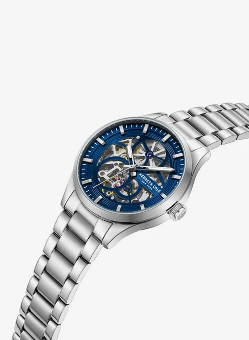 Kenneth Cole New York Blue Dial Stainless Steel Bracelet Multifunction Watch for Men, 42mm