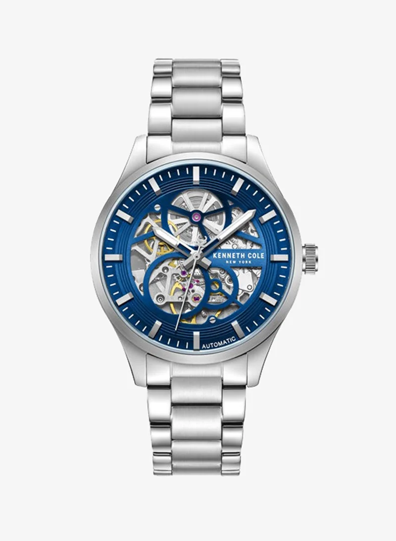 Kenneth Cole New York Blue Dial Stainless Steel Bracelet Multifunction Watch for Men, 42mm