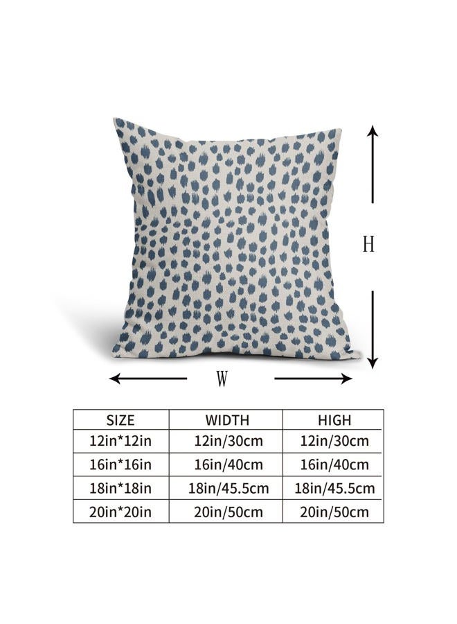 Sweetshow Dusty Blue Cream Pillow Covers 18x18 Set of 2 Boho Design Polka Dot Throw Pillows Modern Brush Strokes Print Decorative Outdoor Pillowcase Square Cushion Cover Linen Pillow Case for Sofa Couch Bed - Image 5