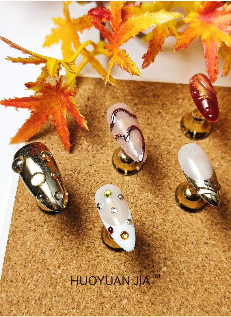 10 Pieces Handmade Press On Nails,Reusable and Removable Almond Shaped False Nails,Sparkling Gradient Orange Red and Gold Fingertip Design,Water Droplets and Rhinestones Decoration,Comes with A Rubbing Strip and A Piece of Jelly Glue for Fashionable Women's Holiday Gifts,False Nail Set
