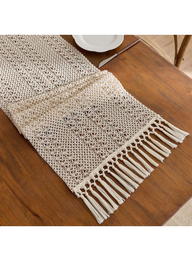 Nordic Style Cotton And Linen Table Runner Color Matching Knot Hollow Tassel Living Room Tv Cabinet Coffee Table Tea Mat Long Decorative Tablecloth