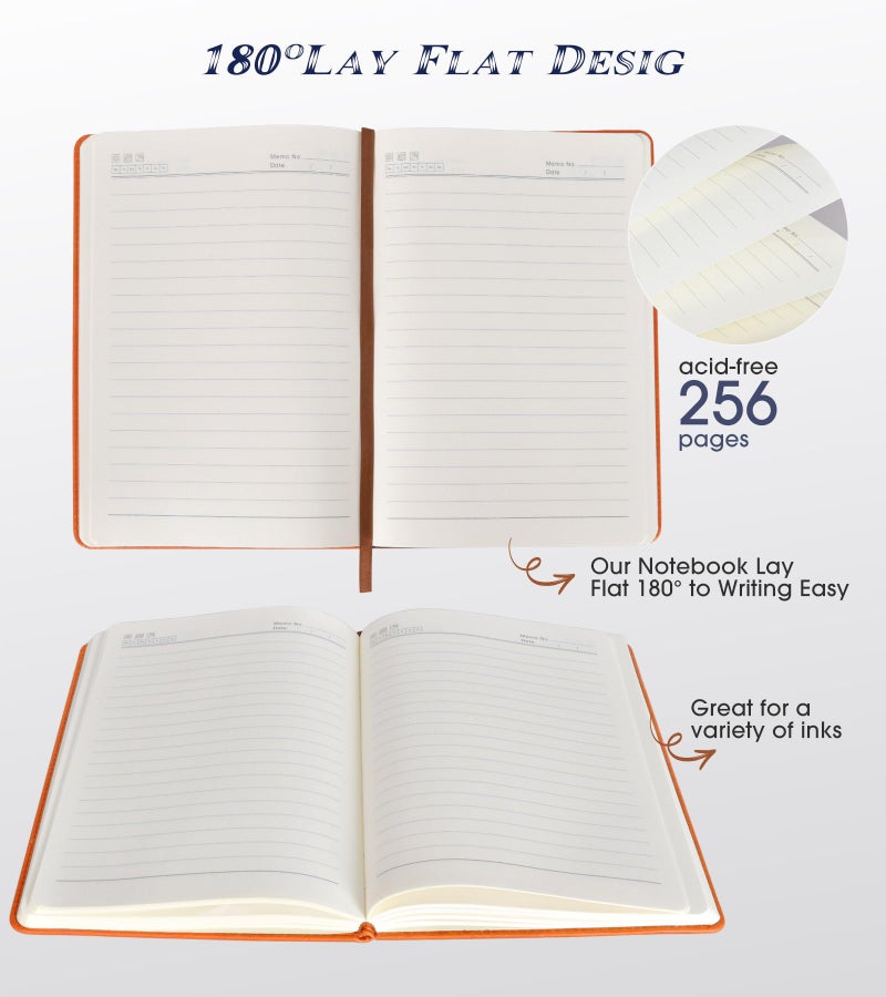 Biuwory Lined Journal Notebook for Women Men,256 Pages A5 Hardcover Leather Journals for Writing,Travel,Business,Work & School,College Ruled Notebooks for Note Taking,Diary Notepad 5.7"Ã—8.3" orange - Image 4
