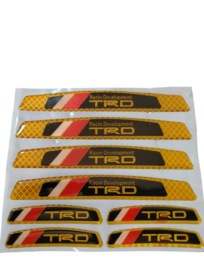 ملصقات تزيين السيارة – شعار TRD Racin Development – لون ذهبي وأحمر – عبوة من 8 قطع