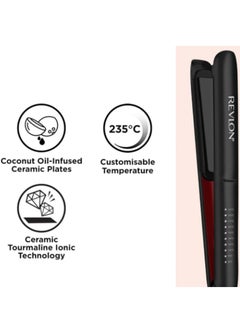 Revlon Revlon Smoothstay Coconut Oil-Infused Hair Straightener (25mm Triple-Coated Ceramic Plates, Floating Plates with Rounded Edges, Customizable Temperature up to 235°C, Travel Pouch Included) RVST2211P  - Image 5