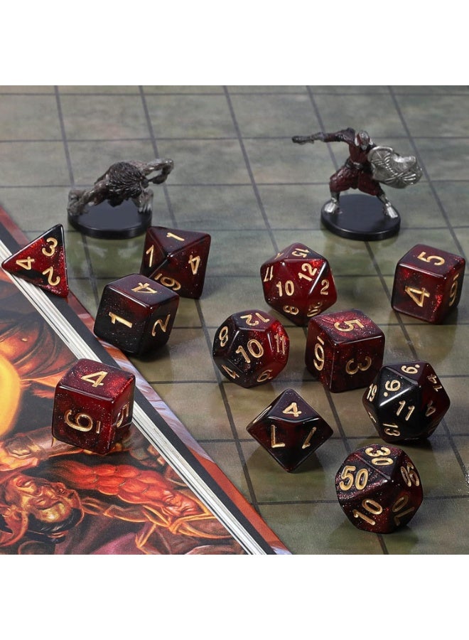 7PCS Galaxy Dice Set, Red Mix White Dice for Dungeon and Dragons DND MTG, Die for Role Playing Table Games, RPG Polyhedral Dice for Board Game - Image 4