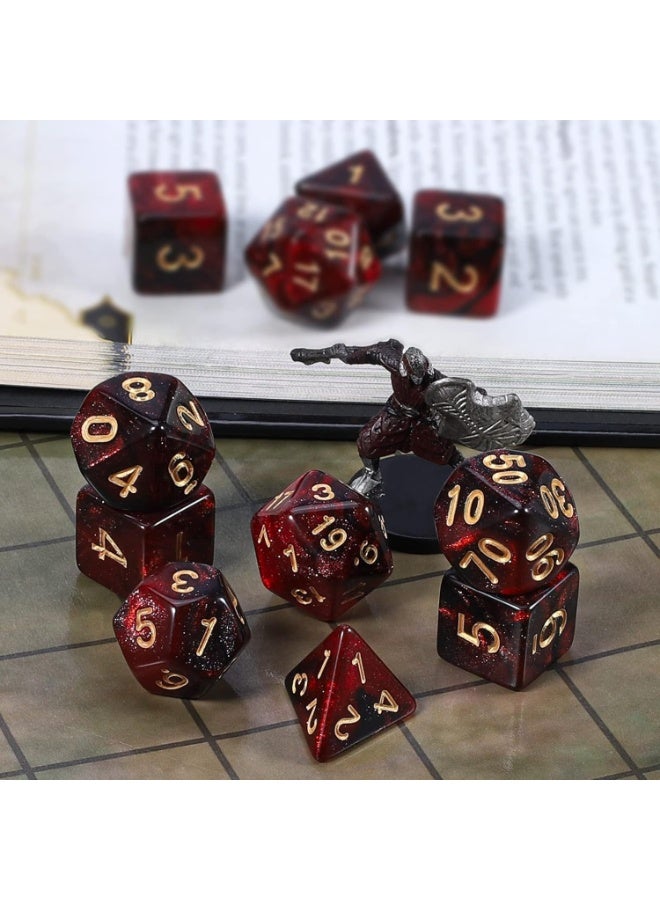 7PCS Galaxy Dice Set, Red Mix White Dice for Dungeon and Dragons DND MTG, Die for Role Playing Table Games, RPG Polyhedral Dice for Board Game - Image 5