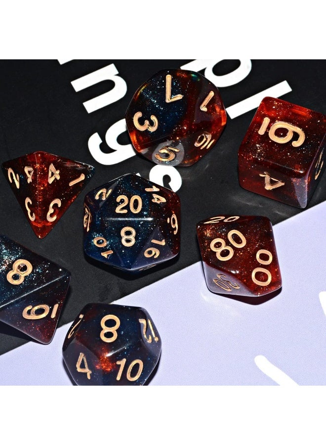 7PCS Galaxy Dice Set, Red Mix White Dice for Dungeon and Dragons DND MTG, Die for Role Playing Table Games, RPG Polyhedral Dice for Board Game - Image 3