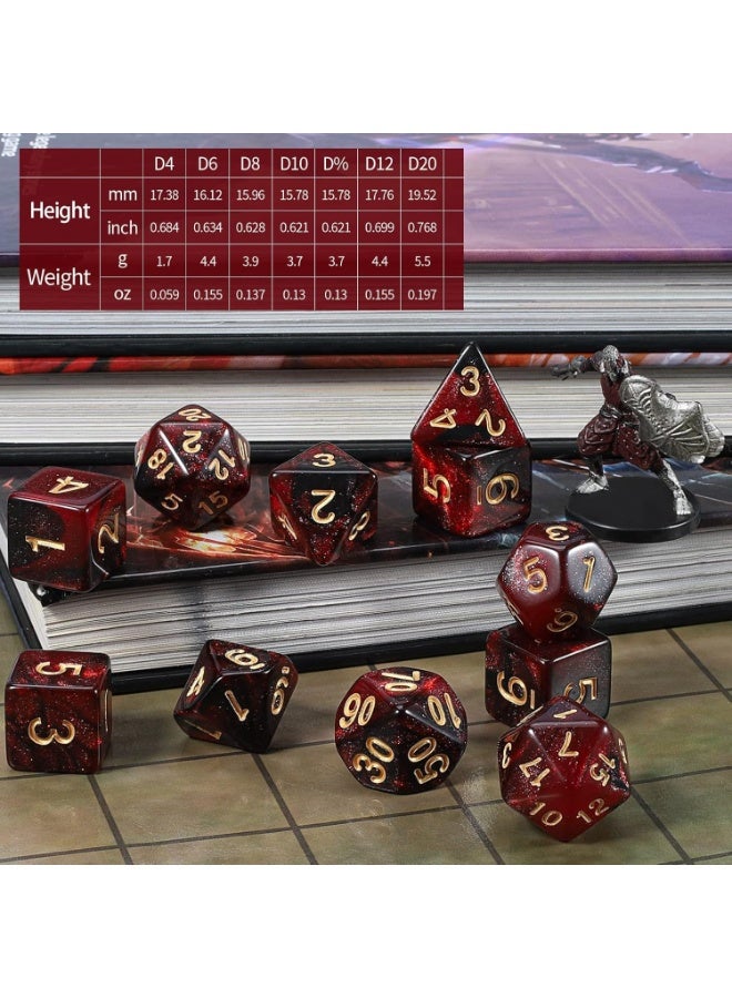 7PCS Galaxy Dice Set, Red Mix White Dice for Dungeon and Dragons DND MTG, Die for Role Playing Table Games, RPG Polyhedral Dice for Board Game - Image 2