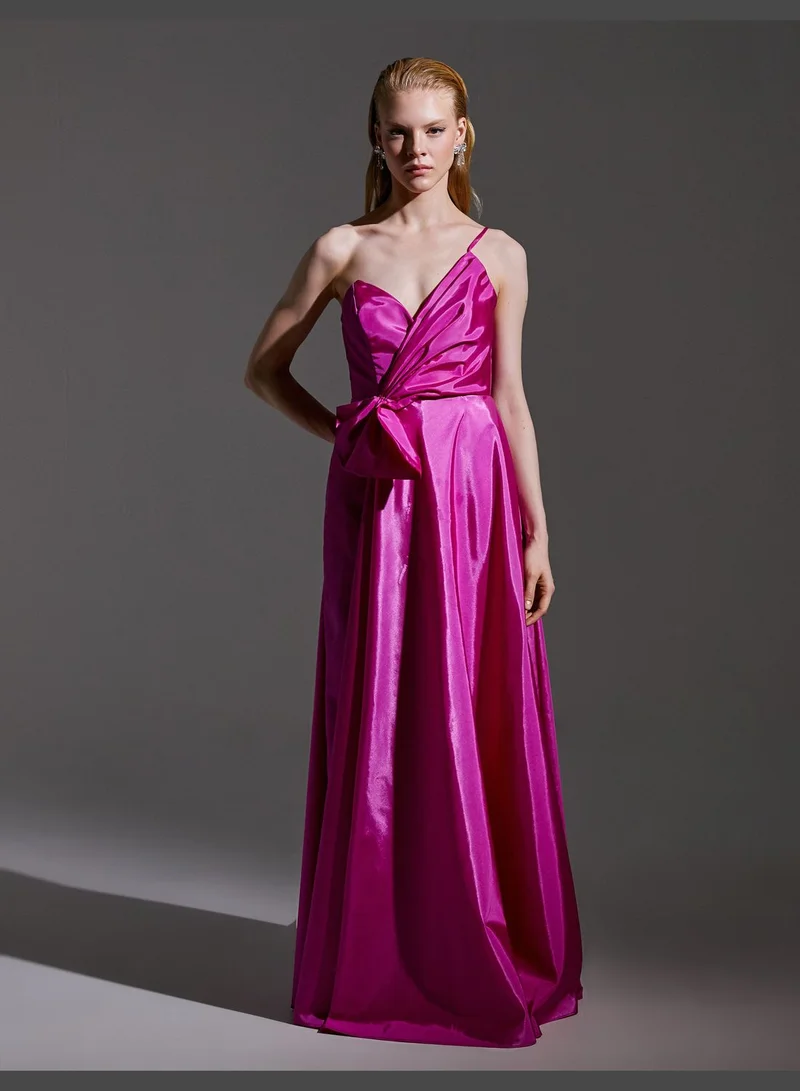 كوتون فستان ماكسي وردي من الساتان