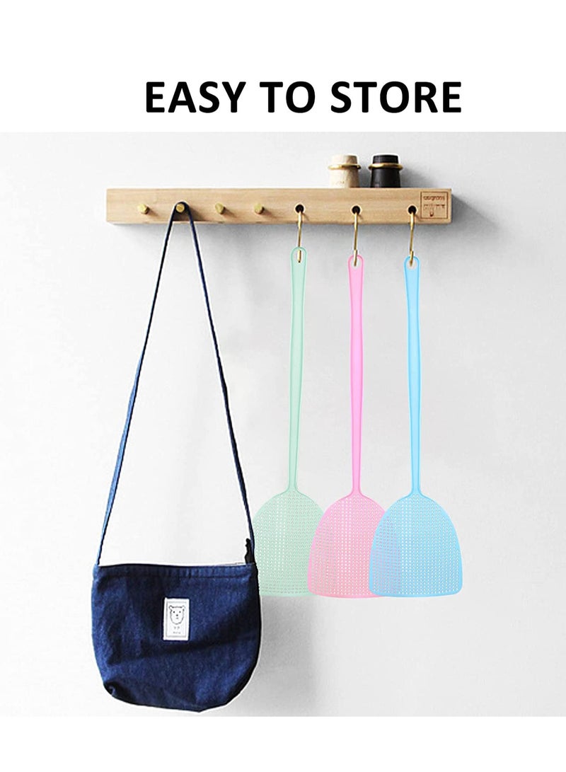 SYOSI Fly Swatter 4 Pack Plastic Fly Swatters Heavy Duty Assorted Colors Strong Flexible Manual Fly Swatter with Long Handle Insects Bugs and Fly Killer Random Selection of Colors - Image 5