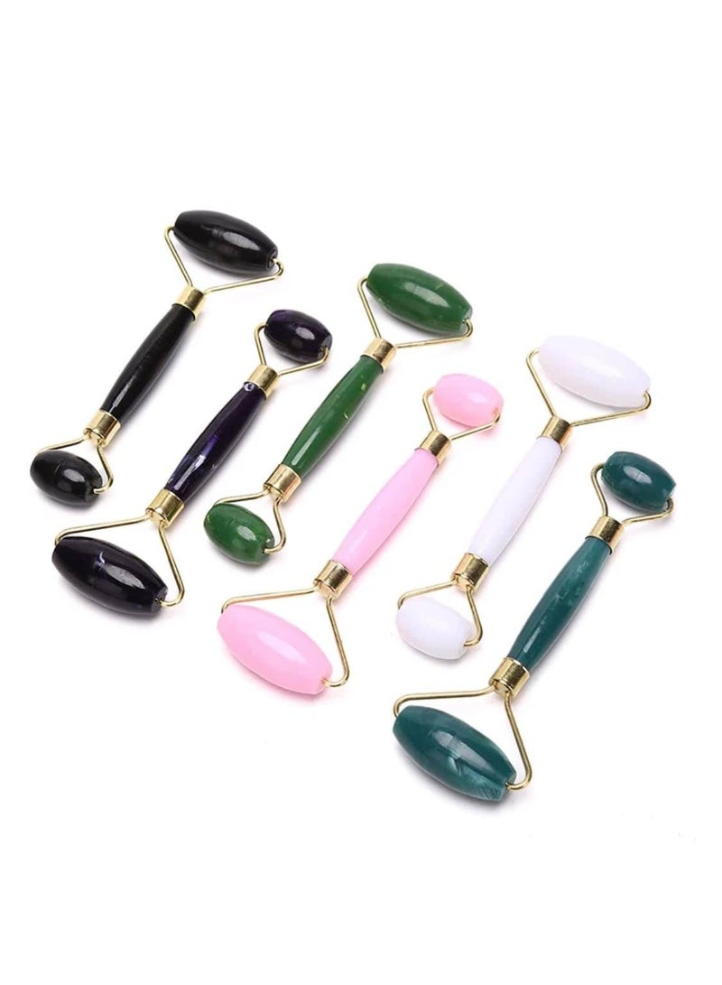 Jade face roller for facial, eye and neck care, 100% genuine jade stone face massager, eye roller for puffy eyes, women's facial self care (multi-colored) - Image 3