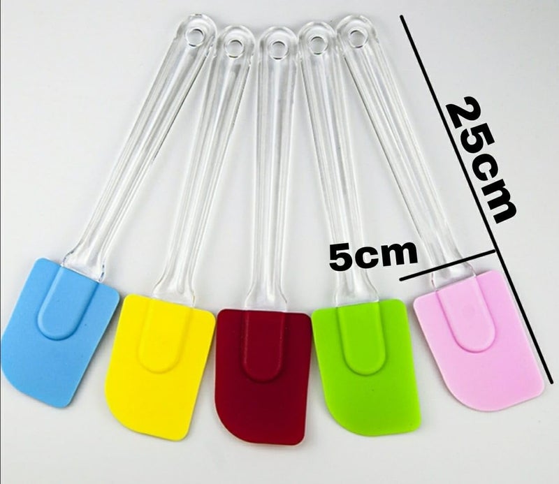 Shoppers Hub PNQ Premium Pack of 2 Silicone Spatula BIG Size 25cm Long and 5cm Wide Multicolour with Flexible Acrylic Handle for Mixing Flipping and Scrapping for Ideal Heavy Duty Use In Homes Hotels Restaurants Cafes Bakeries And Other Commercial Places Pack Contains 2 Pieces of Spatula - Image 2
