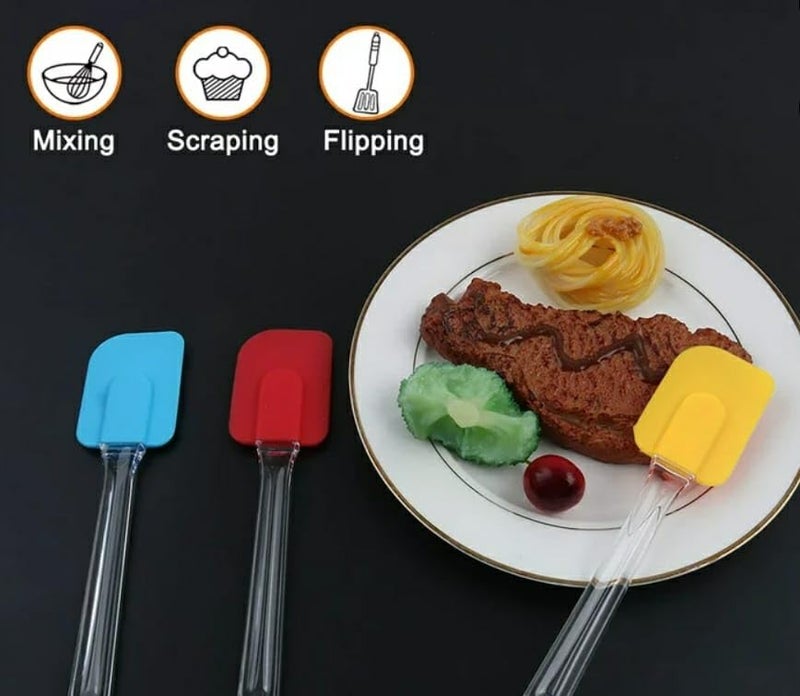 Shoppers Hub PNQ Premium Pack of 2 Silicone Spatula BIG Size 25cm Long and 5cm Wide Multicolour with Flexible Acrylic Handle for Mixing Flipping and Scrapping for Ideal Heavy Duty Use In Homes Hotels Restaurants Cafes Bakeries And Other Commercial Places Pack Contains 2 Pieces of Spatula - Image 5