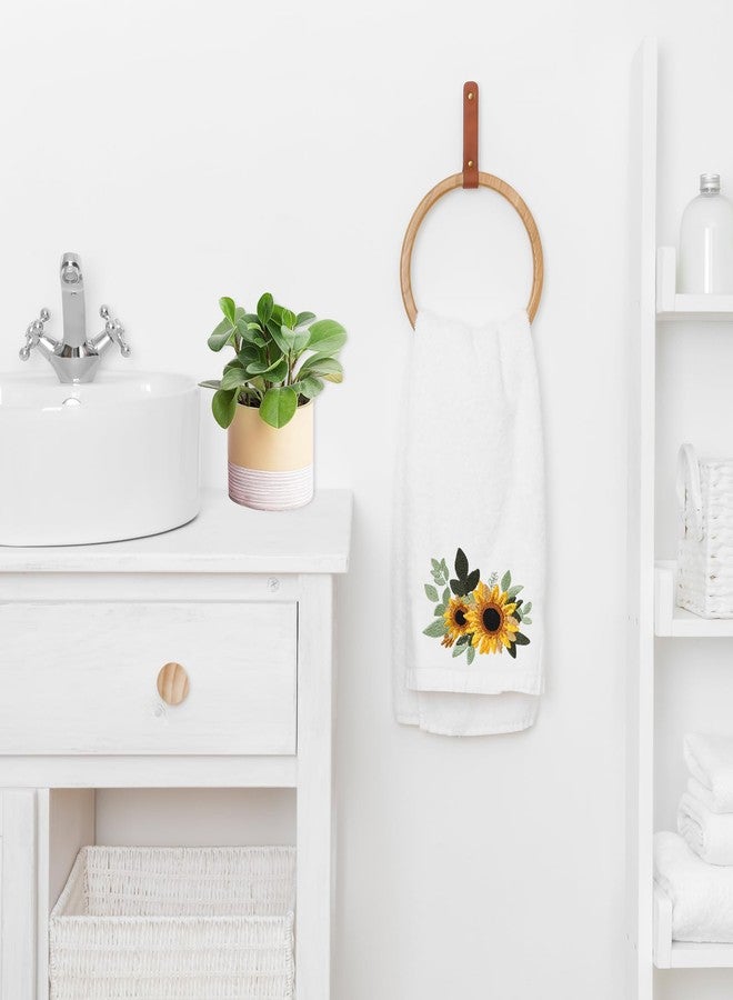 JarThenaAMCS Sunflower Bathroom Towels Set of 3 Floral Embroidered Cotton Bath Towel Spring Summer Flower Hand Towel Wash Cloth for Hand Drying Shower Supplies - Image 4