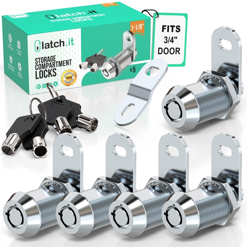 LATCH.IT LATCHIT 118 Cam Lock 5Pack Fits 34 Door 100 Metal RV Storage Locks for Cabinets Toolbox Storage Doors with 10 Tubular Keys RV Compartment Locks Check Fitment Image Before Purchasing - Image 3