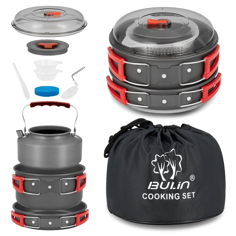 Bulin Camping Cookware Set 11 PCS Portable Camp Gear Lightweight Backpacking Cooking Set Mess Kit Hiking Camping Pots and Pans Set for Hiking Trip - Image 1