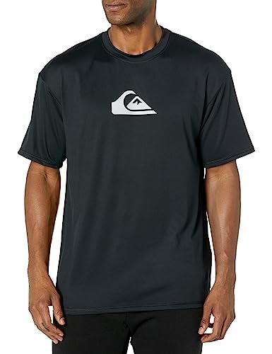 Quiksilver mens Solid Streak Short Sleeve Rashuguard Upf 50 Sun Protection Surf Rash Guard Shirt BlackWhite Medium US - Image 1