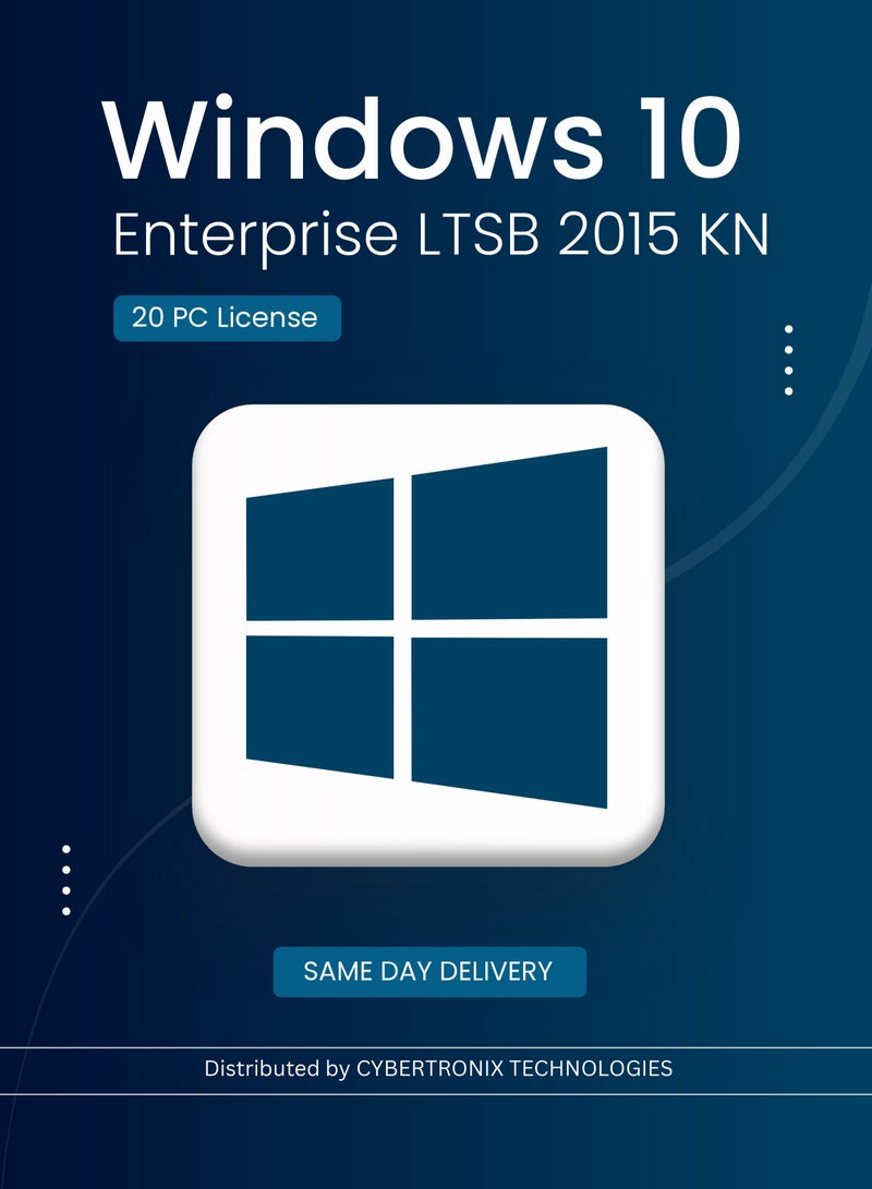 Microsoft مايكروسوفت ويندوز 10 إنتربرايز LTSB 2015 KN | ترخيص 20 جهاز كمبيوتر | ترخيص رقمي | توصيل في نفس اليوم